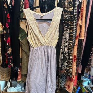 Elegant Lace Trim Lavender Dress